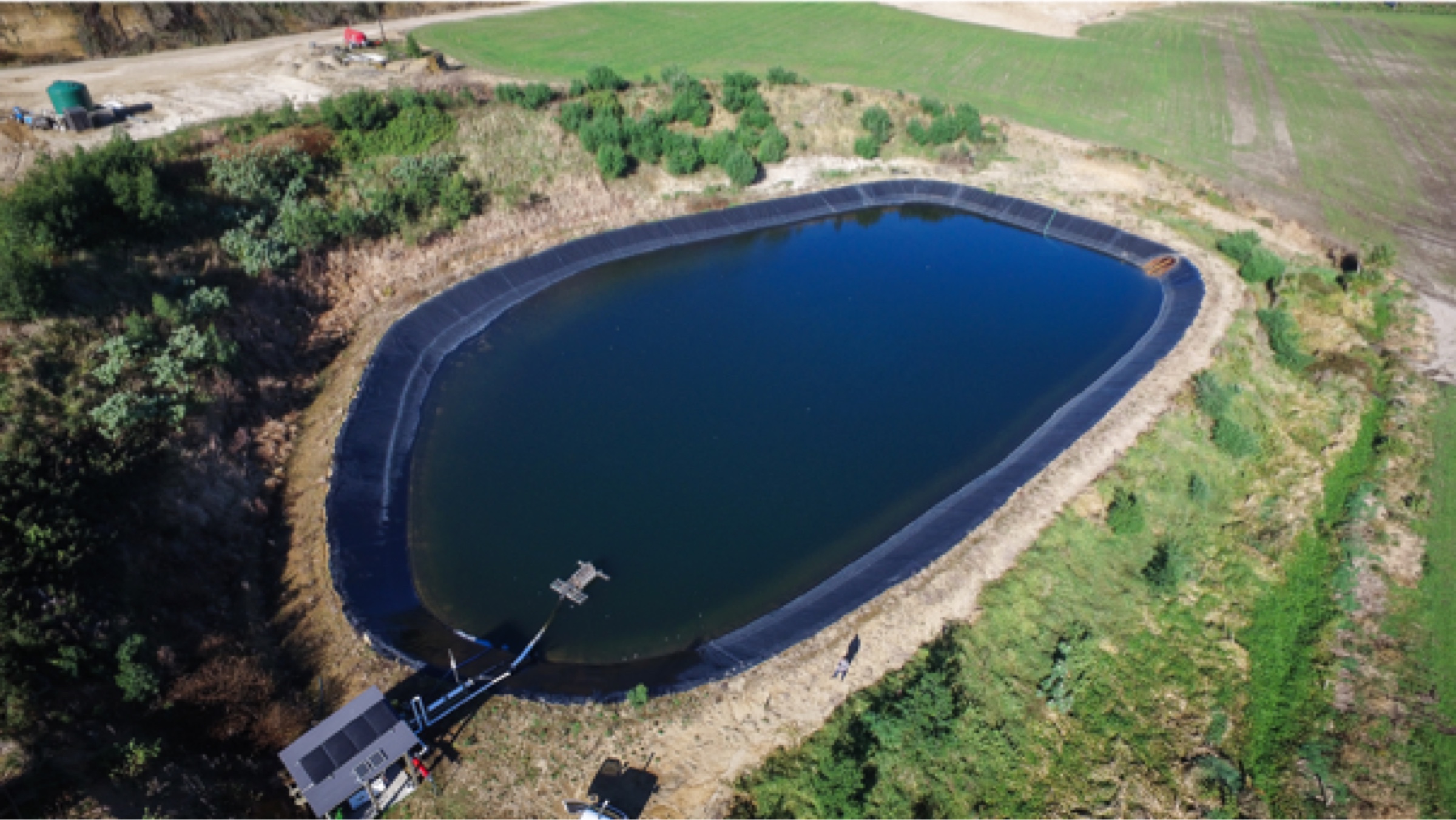 Aerial view of a water reservoir. 